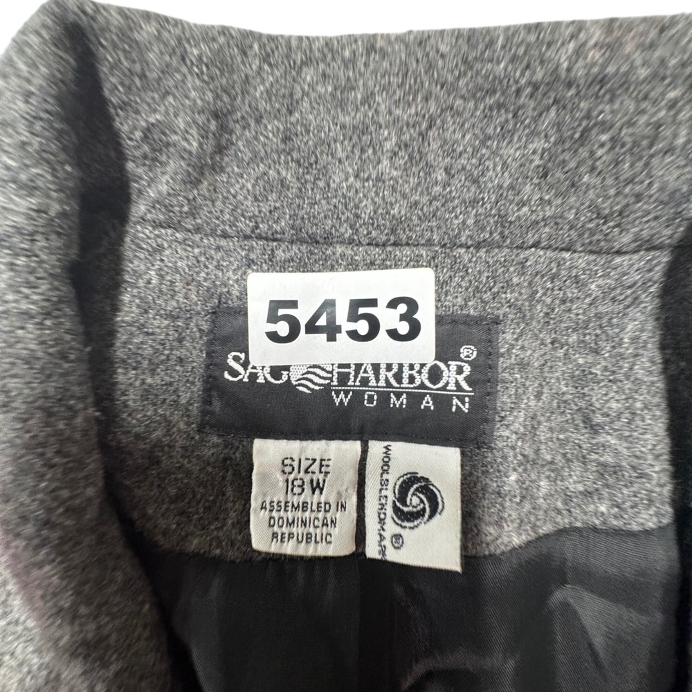 VTG Sag Harbor Womens Gray Wool Blend Tweed Blazer 18W Preppy Tradcore Old Money - Picture 10 of 10